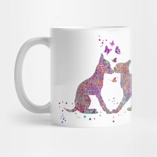 Cat and dog kissing Mug